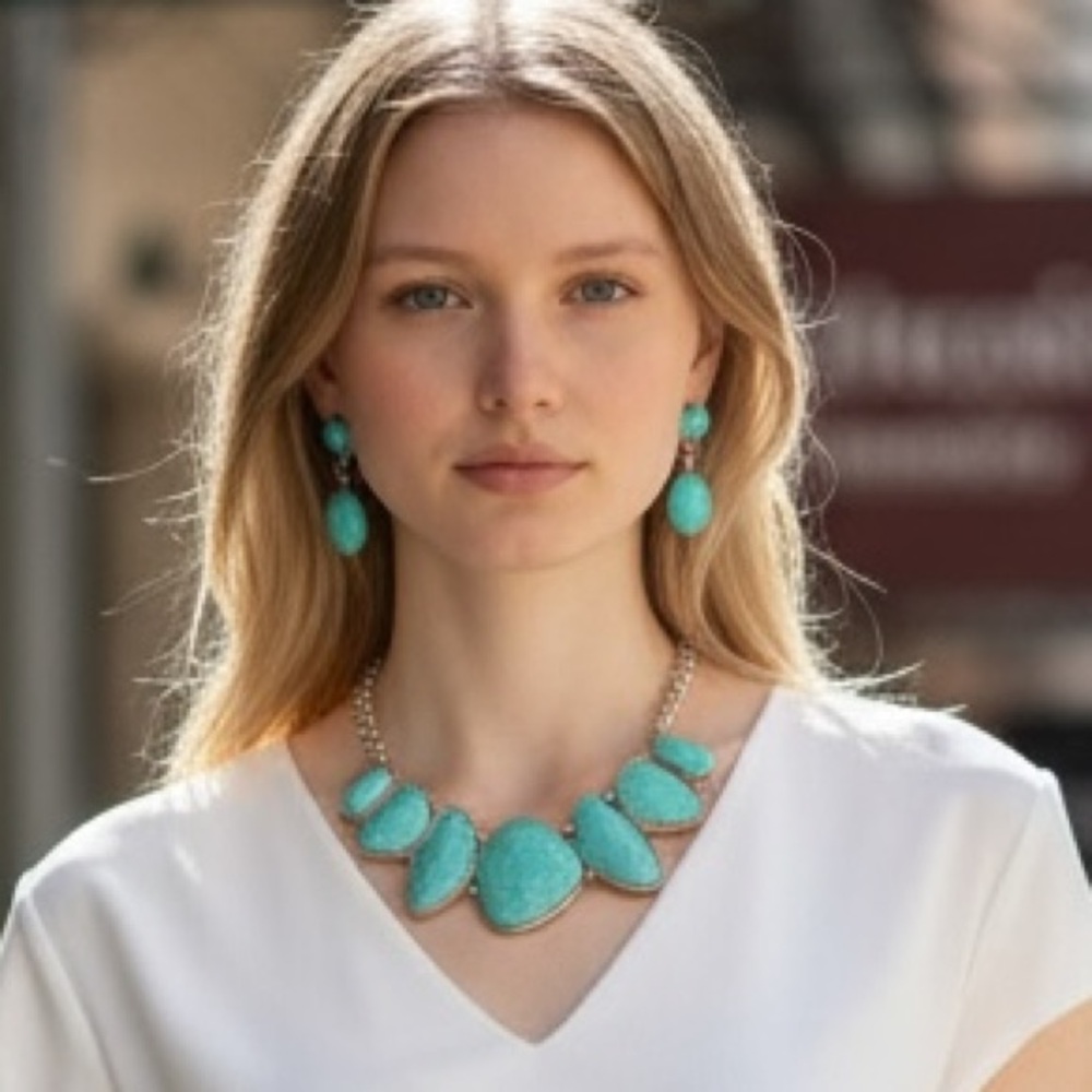 Paparazzi Turquoise Necklace and Earring Set